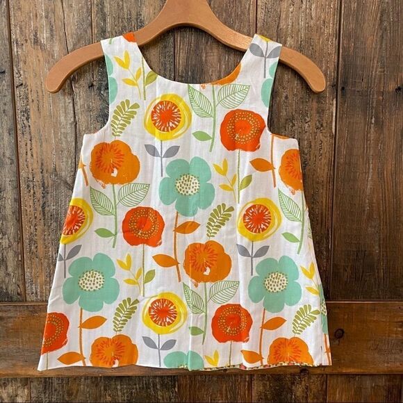 Toddler New Handmade Reversible Retro Large Flower Cotton Summer Strap Dress - Picture 2 of 7